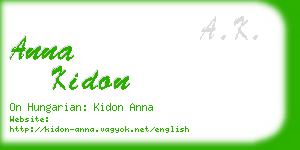 anna kidon business card